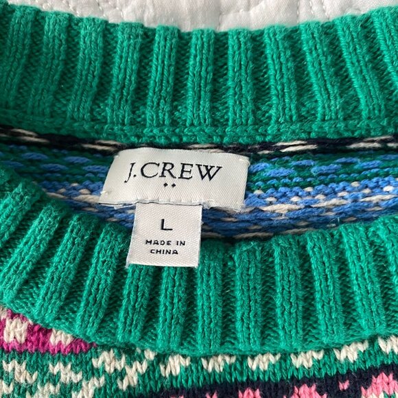 J Crew Allover Fair Isle Print Crewneck Sweater Sz L - Picture 3 of 3